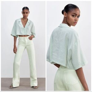 Dreamy Zara full-length straight leg slit jeans
